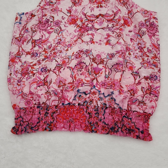 Ecru Ombre Mandala Pink Halter Silk Blend Top Size Small - Picture 4 of 16